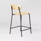 Taburete de mostrador de 24" de madera con base metálica y reposapiés - Natural