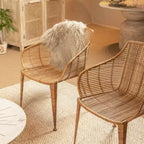 Sillón de ratán natural: Estructura de hierro forjado, no requiere montaje, limpiar con paño seco, uso para adultos