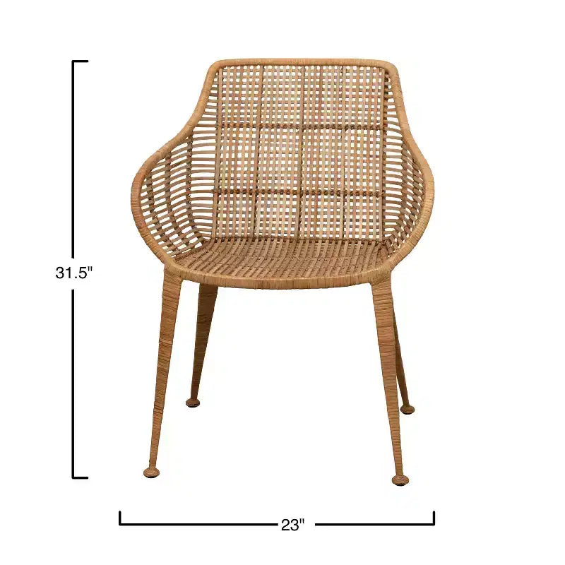 Sillón de ratán natural: Estructura de hierro forjado, no requiere montaje, limpiar con paño seco, uso para adultos