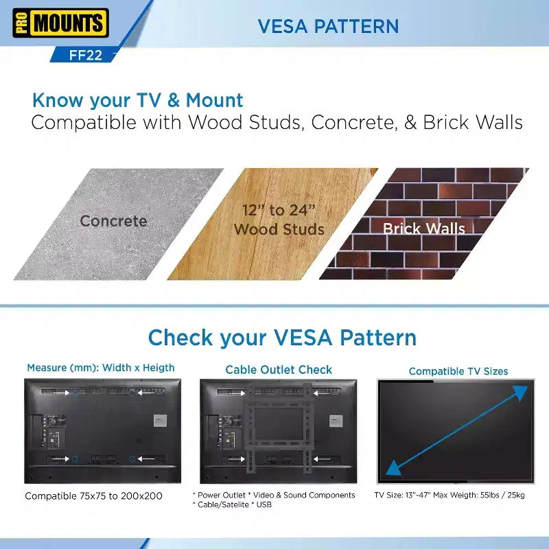 Soporte de pared para TV de pantalla plana