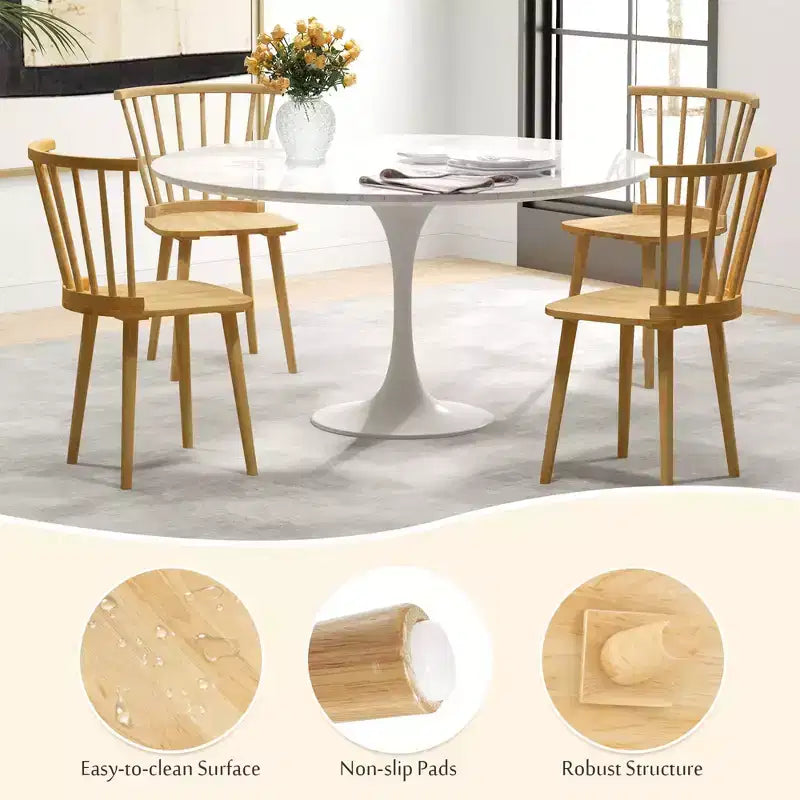 Sillas de comedor con respaldo alto de husillo natural