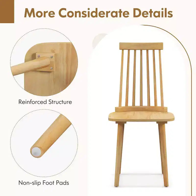 Sillas de comedor con respaldo alto de husillo natural