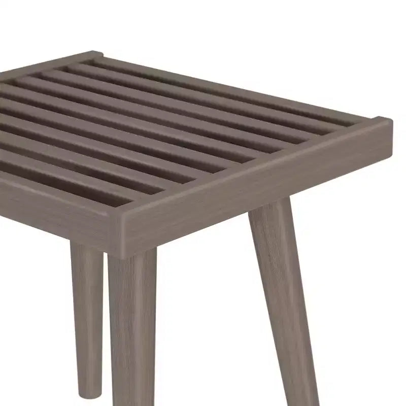 Banco cuadrado de madera maciza de mediados de siglo – Acento versátil para dormitorio, recibidor y sala de estar