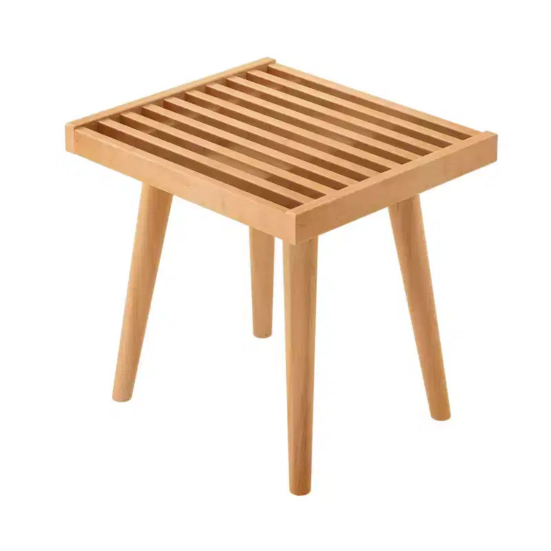Banco cuadrado de madera maciza de mediados de siglo – Acento versátil para dormitorio, recibidor y sala de estar