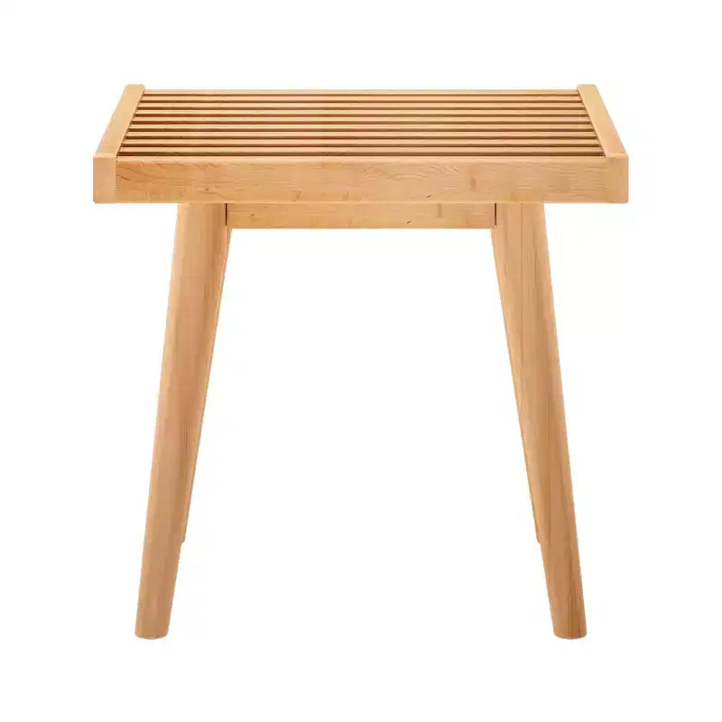 Banco cuadrado de madera maciza de mediados de siglo – Acento versátil para dormitorio, recibidor y sala de estar
