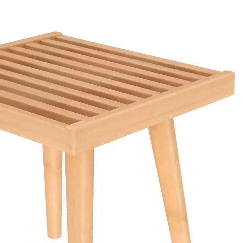 Banco cuadrado de madera maciza de mediados de siglo – Acento versátil para dormitorio, recibidor y sala de estar