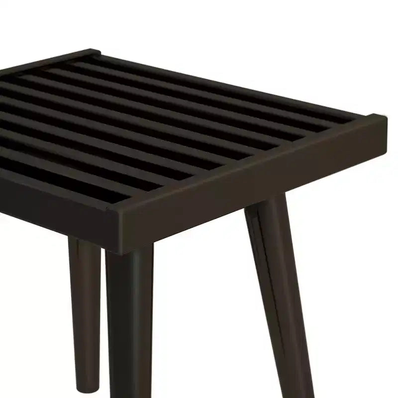 Banco cuadrado de madera maciza de mediados de siglo – Acento versátil para dormitorio, recibidor y sala de estar