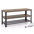 Mueble de TV para televisores de hasta 50 pulgadas, mesa consola de TV de 3 niveles con tomas de corriente, puertos USB y estantes de almacenamiento