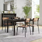 Sillas de comedor de madera maciza de calidad comercial con estructura de metal y acabado antiguo