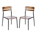 Sillas de comedor de madera maciza de calidad comercial con estructura de metal y acabado antiguo