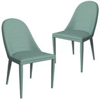 LeisureMod Seville Collection Dining Chairs Set of 2  Upholstered Leather Seats with Metal Legs, Modern Kitchen, Cafe, Restaurant Seating