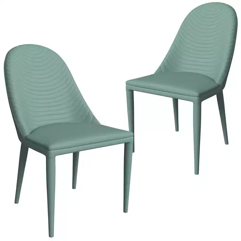 LeisureMod Seville Collection Dining Chairs Set of 2  Upholstered Leather Seats with Metal Legs, Modern Kitchen, Cafe, Restaurant Seating