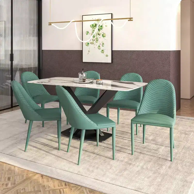 Sillas de comedor con asientos de cuero tapizados y patas de metal, para cocina moderna, cafetería, asientos de restaurante