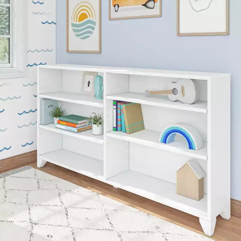Estantería clásica de 6 estantes, estantería de madera maciza para dormitorio/sala de juegos infantiles