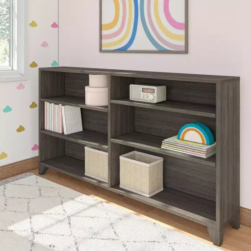 Estantería clásica de 6 estantes, estantería de madera maciza para dormitorio/sala de juegos infantiles