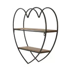 Estantería de pared decorativa de dos niveles con forma de corazón para decoración de habitaciones y el hogar - Decoración de pared de madera y metal para dormitorio, sala de estar y baño - 20, negro