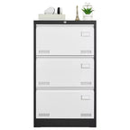 Archivador lateral de 3 cajones, archivador metálico con cerradura para documentos legales/carta/A4/F4, archivador con cerradura y función antivuelco