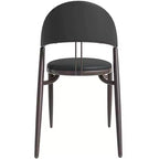 Silla de comedor moderna de cuero, silla auxiliar tapizada de respaldo abierto, con patas de metal, no requiere montaje