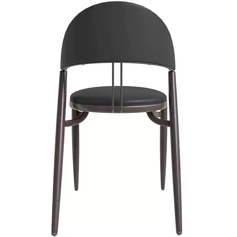 Silla de comedor moderna de cuero, silla auxiliar tapizada de respaldo abierto, con patas de metal, no requiere montaje