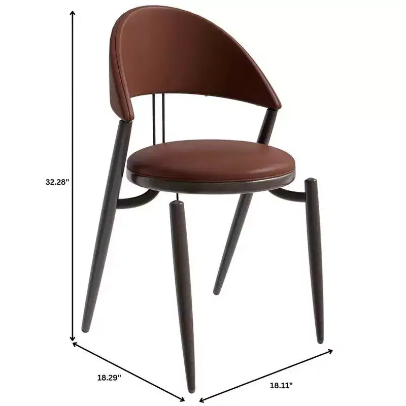 Silla de comedor moderna de cuero, silla auxiliar tapizada de respaldo abierto, con patas de metal, no requiere montaje