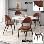 Silla de comedor moderna de cuero, silla auxiliar tapizada de respaldo abierto, con patas de metal, no requiere montaje