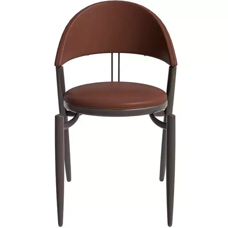 Silla de comedor moderna de cuero, silla auxiliar tapizada de respaldo abierto, con patas de metal, no requiere montaje