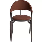 Silla de comedor moderna de cuero, silla auxiliar tapizada de respaldo abierto, con patas de metal, no requiere montaje
