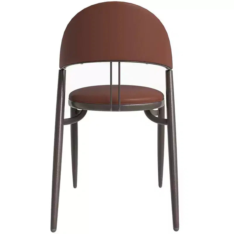 Silla de comedor moderna de cuero, silla auxiliar tapizada de respaldo abierto, con patas de metal, no requiere montaje