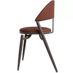 Silla de comedor moderna de cuero, silla auxiliar tapizada de respaldo abierto, con patas de metal, no requiere montaje