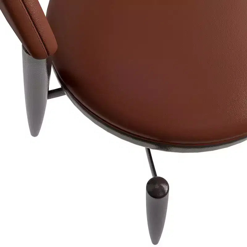 Silla de comedor moderna de cuero, silla auxiliar tapizada de respaldo abierto, con patas de metal, no requiere montaje