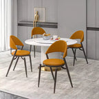Silla de comedor moderna de cuero, silla auxiliar tapizada de respaldo abierto, con patas de metal, no requiere montaje