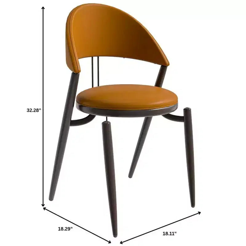 Silla de comedor moderna de cuero, silla auxiliar tapizada de respaldo abierto, con patas de metal, no requiere montaje