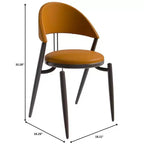 Silla de comedor moderna de cuero, silla auxiliar tapizada de respaldo abierto, con patas de metal, no requiere montaje