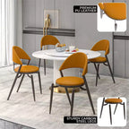Silla de comedor moderna de cuero, silla auxiliar tapizada de respaldo abierto, con patas de metal, no requiere montaje