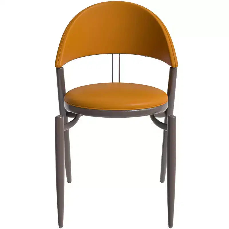 Silla de comedor moderna de cuero, silla auxiliar tapizada de respaldo abierto, con patas de metal, no requiere montaje