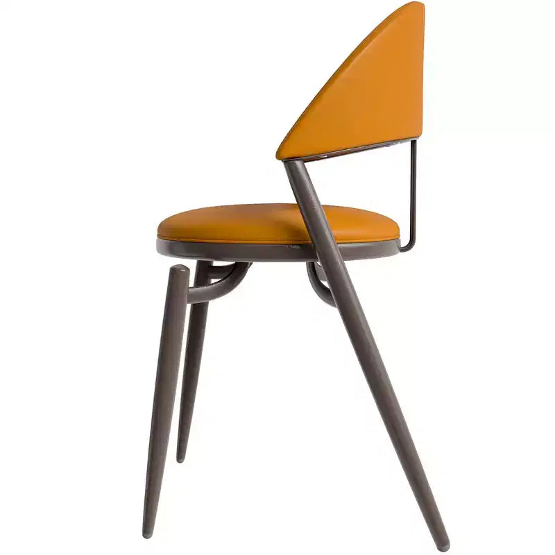 Silla de comedor moderna de cuero, silla auxiliar tapizada de respaldo abierto, con patas de metal, no requiere montaje