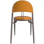 Silla de comedor moderna de cuero, silla auxiliar tapizada de respaldo abierto, con patas de metal, no requiere montaje