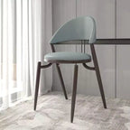 Silla de comedor moderna de cuero, silla auxiliar tapizada de respaldo abierto, con patas de metal, no requiere montaje