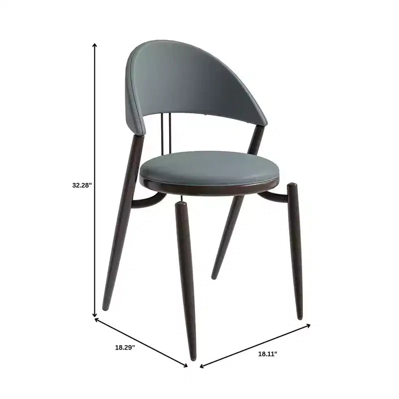 Silla de comedor moderna de cuero, silla auxiliar tapizada de respaldo abierto, con patas de metal, no requiere montaje