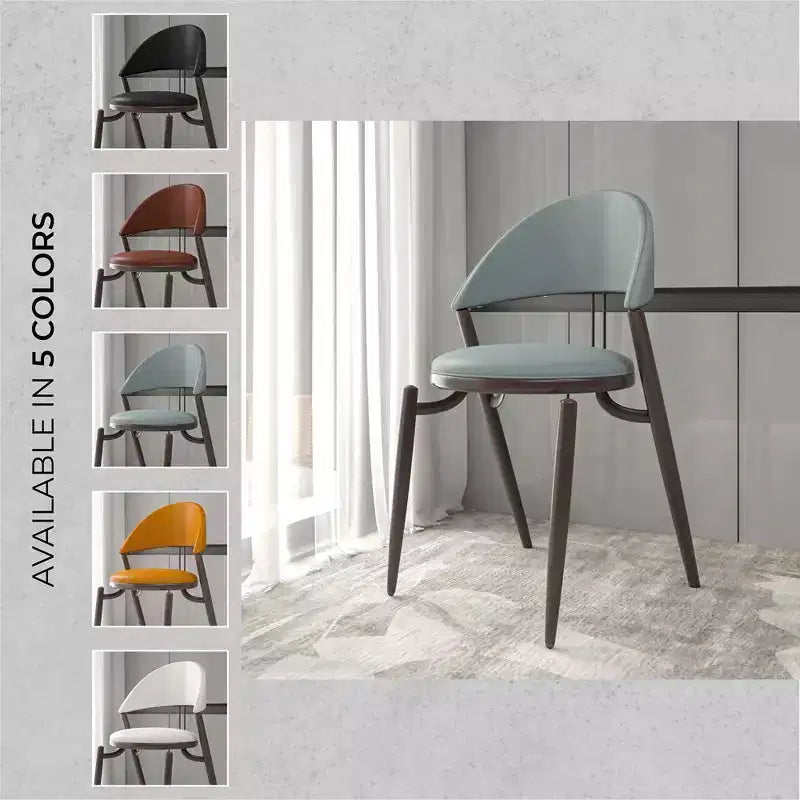Silla de comedor moderna de cuero, silla auxiliar tapizada de respaldo abierto, con patas de metal, no requiere montaje