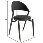 Silla de comedor moderna de cuero, silla auxiliar tapizada de respaldo abierto, con patas de metal, no requiere montaje