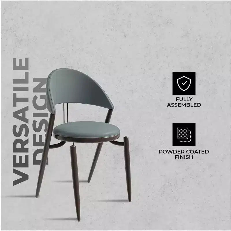Silla de comedor moderna de cuero, silla auxiliar tapizada de respaldo abierto, con patas de metal, no requiere montaje