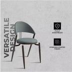 Silla de comedor moderna de cuero, silla auxiliar tapizada de respaldo abierto, con patas de metal, no requiere montaje