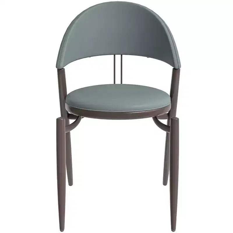 Silla de comedor moderna de cuero, silla auxiliar tapizada de respaldo abierto, con patas de metal, no requiere montaje