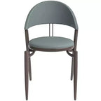Silla de comedor moderna de cuero, silla auxiliar tapizada de respaldo abierto, con patas de metal, no requiere montaje