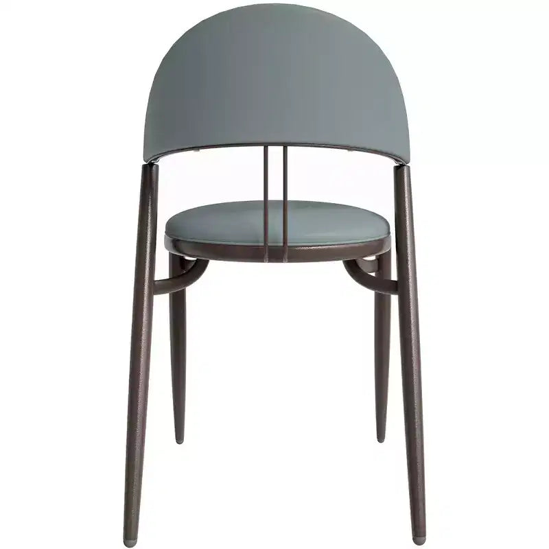 Silla de comedor moderna de cuero, silla auxiliar tapizada de respaldo abierto, con patas de metal, no requiere montaje
