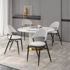Silla de comedor moderna de cuero, silla auxiliar tapizada de respaldo abierto, con patas de metal, no requiere montaje