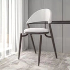 Silla de comedor moderna de cuero, silla auxiliar tapizada de respaldo abierto, con patas de metal, no requiere montaje