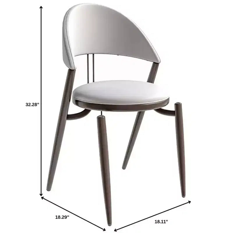 Silla de comedor moderna de cuero, silla auxiliar tapizada de respaldo abierto, con patas de metal, no requiere montaje