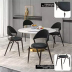 Silla de comedor moderna de cuero, silla auxiliar tapizada de respaldo abierto, con patas de metal, no requiere montaje